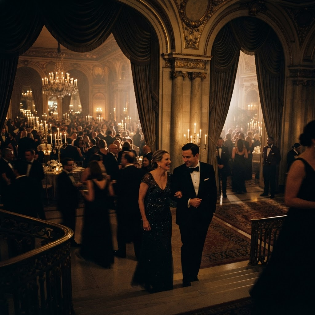 Guests arriving at an elegant black-tie evening produced by Danit Orr Events Management
